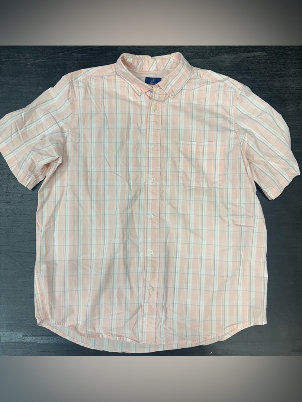 George Mens Classic Fit Pink White Short Sleeve XL 46-48
